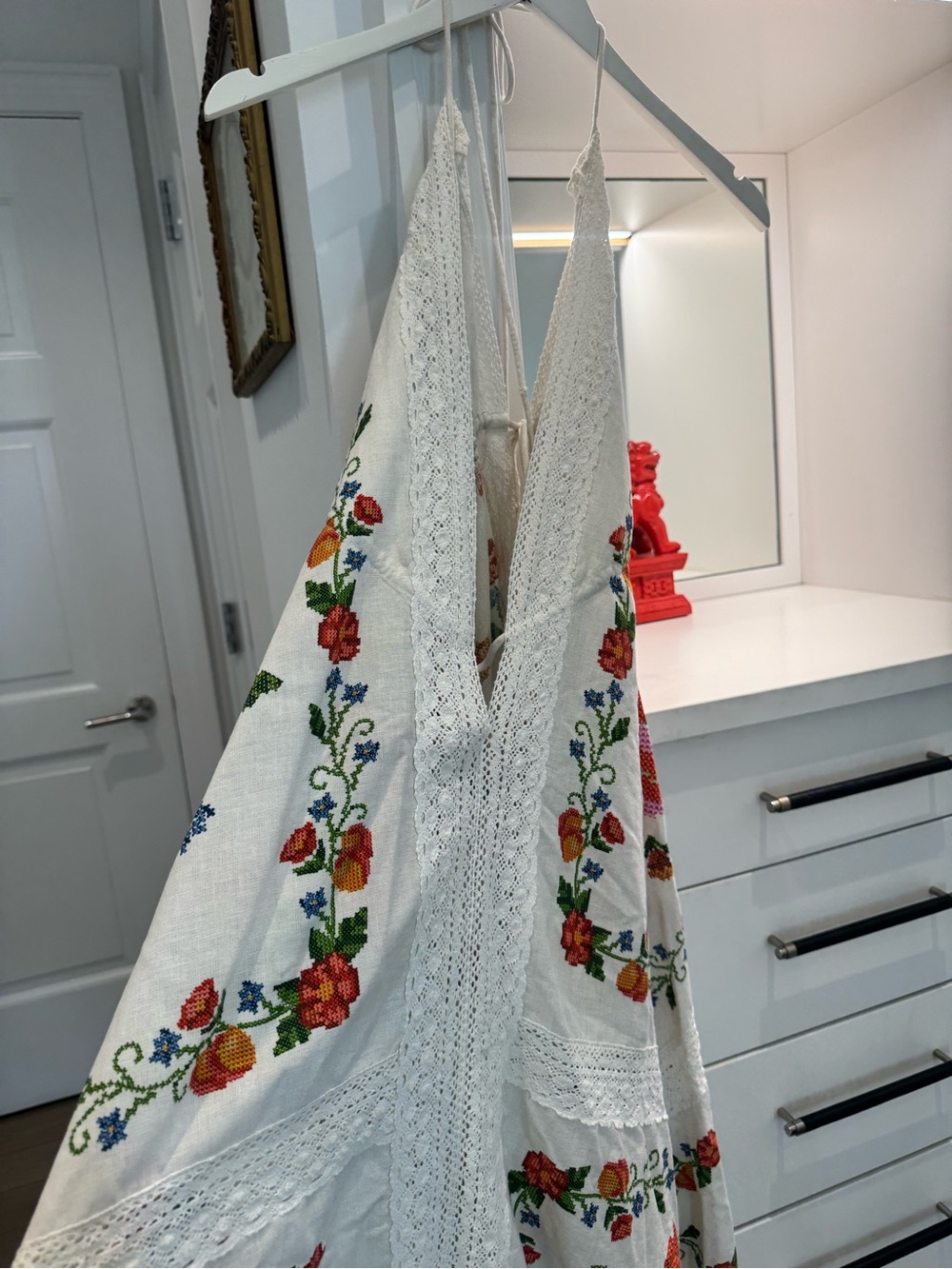 White Embroidered Floral Halter cover up - Picture 14 of 14